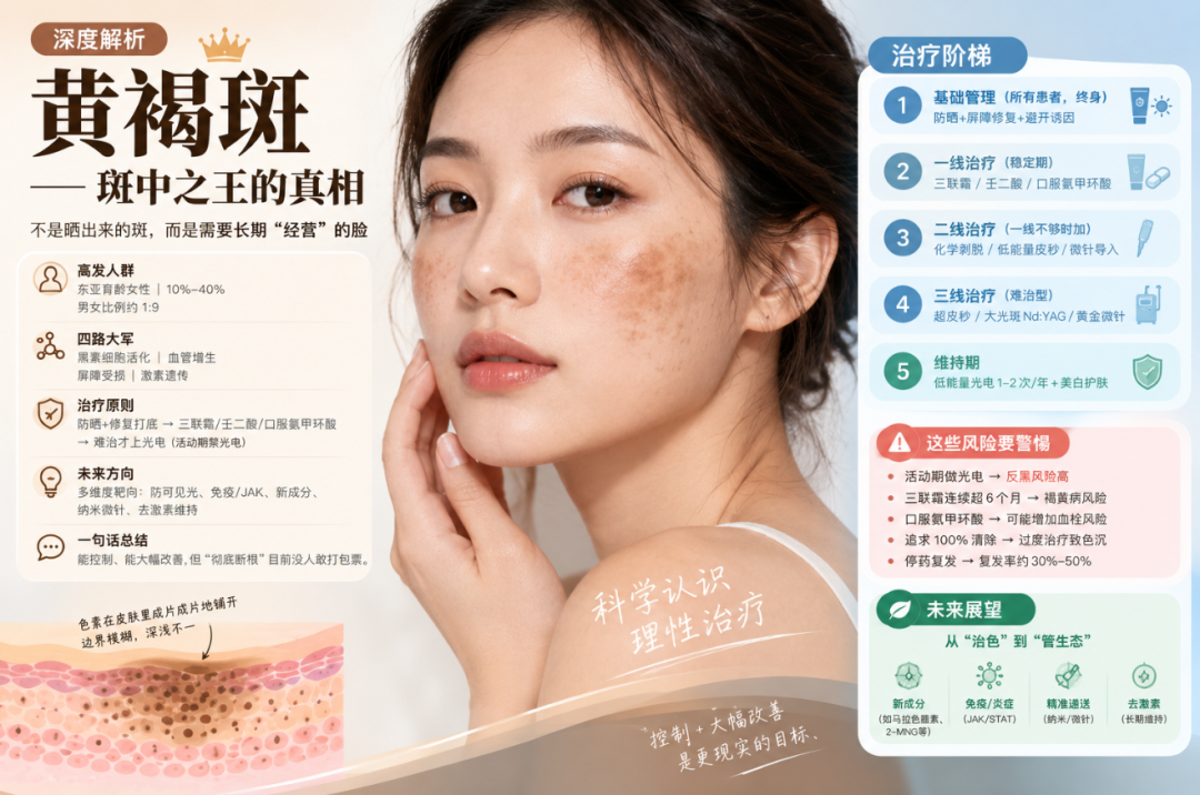 黄褐斑指南：4大发病机制 + 5步阶梯疗法